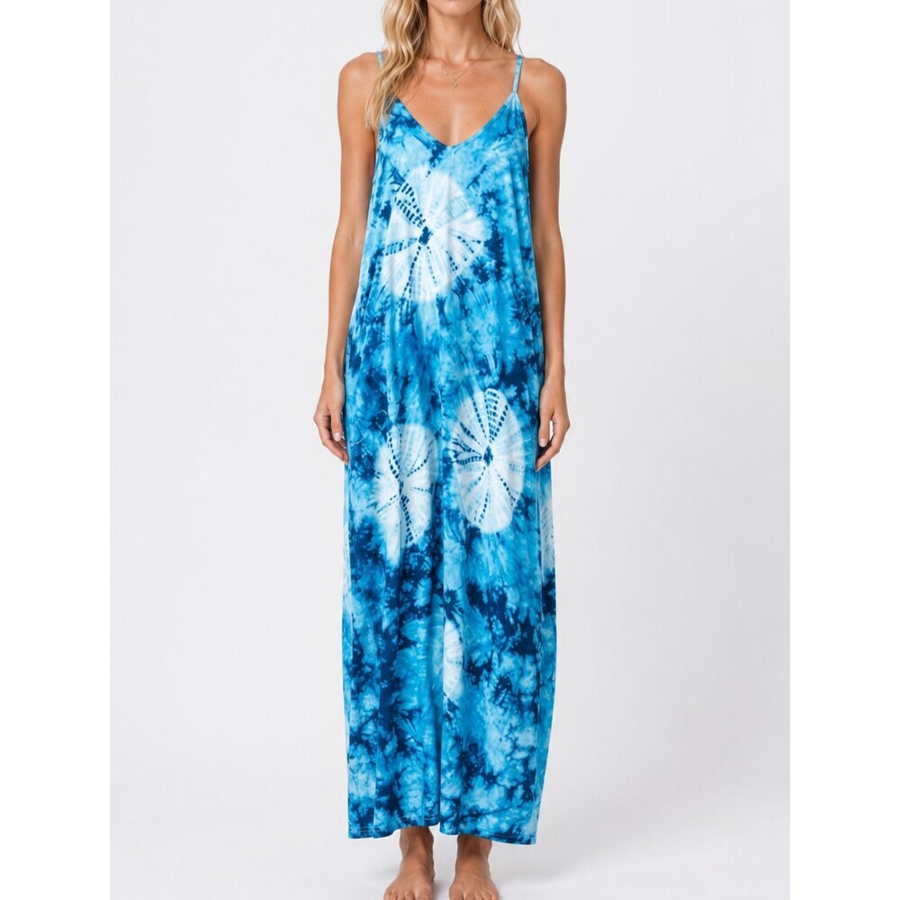 Poetsky V Neck Sleeveless Flowy Pockets Maxi Sun Dress Sand Dollar NWT - Small